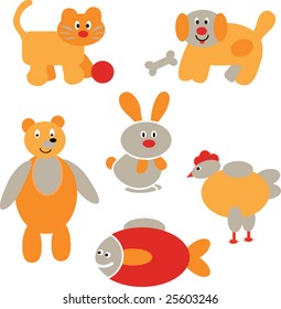 funny animals vector baby set 2