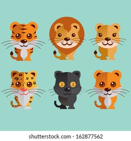 Funny Animals vector illustration set