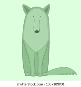 Funny animals. Vector image of funny wolf in flat style