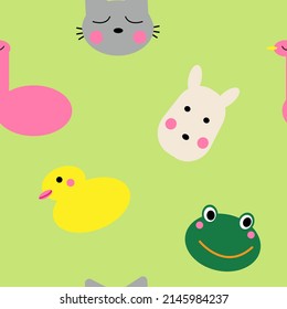 Funny animals vector seamless pattern for backdrop