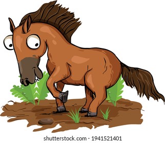 Funny Animated Brown Horse With Mane 