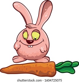 Funny Animated Bunny With Big Smile And A Carrot