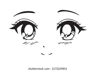 Funny anime expression. Japanese manga style. Hand drawn vector illustration.