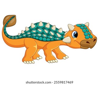 Funny ankylosaurus cartoon on white background vector illustration