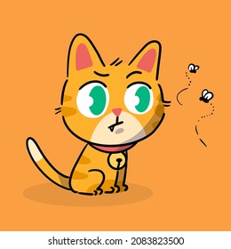 Funny Annoyed Kitten Character Doodle Special Illustration