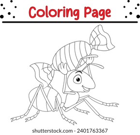 funny ant carrying candy coloring page