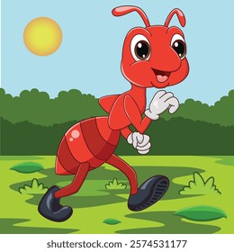 Funny ant cartoon characters vector illustration.