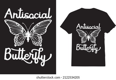 Funny Anti-Social Butterfly Introvert T-Shirt
