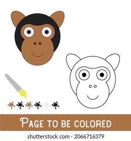 Funny Ape Face to be colored, the coloring book for preschool kids with easy educational gaming level.