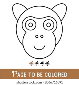 Funny Ape Face to be colored, the coloring book for preschool kids with easy educational gaming level, medium.