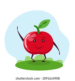 Funny apple character. Vector illustration in cartoon style for children.