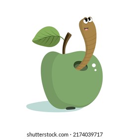 funny apple with cute warm, vector clipart, summer comic illustration good for card and print design