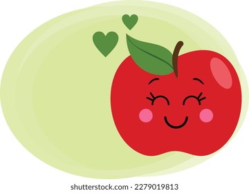 Funny apple with empty label green background
