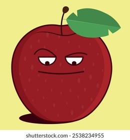 Ilustración vectorial de fruta de manzana divertida