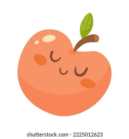 Funny apple with smiling face cartoon illustration. Cute fruit character. Meal, morning routine concept