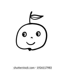 Hübscher Apfel. Vektorgrafik im Cartoon-Stil. Farbbuchelement.