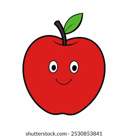 Ilustración vectorial de manzana divertida Diseño de frutas juguetón y peculiar