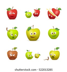 Funny apples. Emotional vector characters