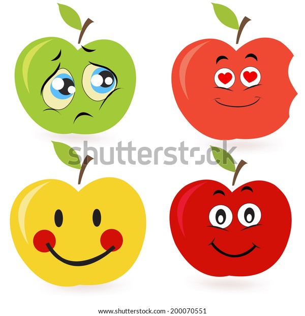 Funny Apples Fruits Set Vector Illustration Stock Vector Royalty Free 200070551 Shutterstock 9230