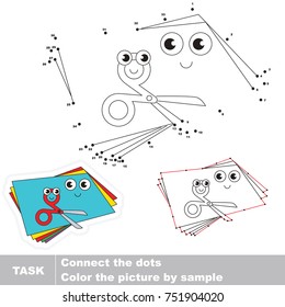 Funny Applique - Colorful Paper and Scissors. Dot to dot educational game for kids.
