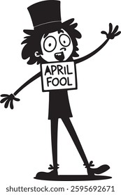 Funny april fool day cartoon silhouette vector design. April fool cartoon.