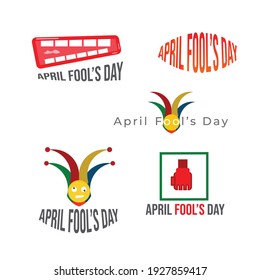 funny april fool's day logo,icon, banner,t-shirt design,illustration with laughing teeth, smiling joker, punching fist round aprill fools text illustration concept. vector eps 10. colourful design