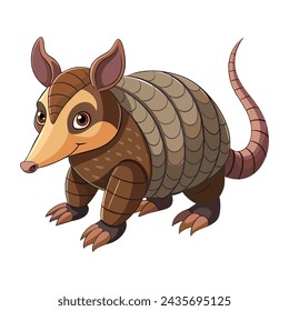 Funny armadillo illustration on white background