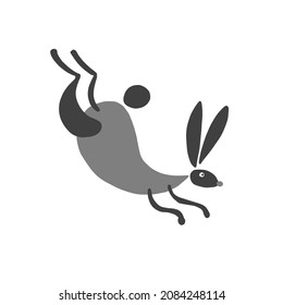 Funny Art Rabbit isolated on white for your design