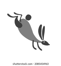 Funny Art Rabbit isolated on white for your design