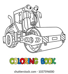 Funny Asphalt Compactor Car With Eye Coloring Book