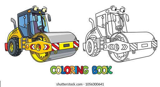 Funny Asphalt Compactor Car With Eye Coloring Book