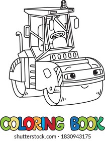 Funny Asphalt Compactor Car With Eye Coloring Book