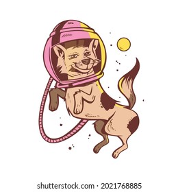 funny astronaut dog in space wo design vector illustration for use in design and print wall art poster canvas