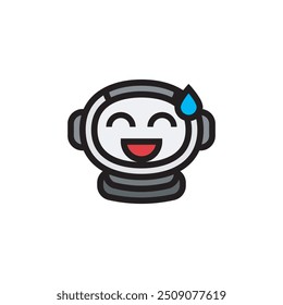 Funny astronaut simple flat icon vector design illustration, emoticon galaxy theme. 