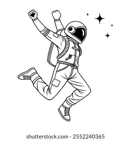 Funny astronaut in sky happy mode