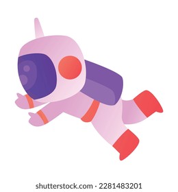 Astronauta divertida en la ilustración del vector espacial flotando en el espacio ultraterrestre