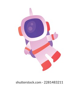 Funny Astronaut in Spacesuit Floating in Outer Space Vector Illustration