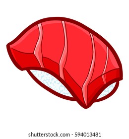 Funny and attractive red sushi - vector.