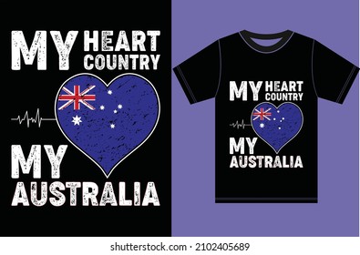 Funny Australia T-Shirt. Australia Gift for Wife, Husband, Girlfriend, Boyfriend. Australia Flag T-shirt Designs.Typography Vector Design.
