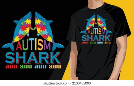 Funny autism shark t-shirt template