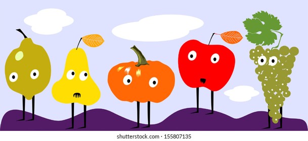 Funny autumn fruits
