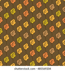 Funny autumn oak leaves seamless pattern. Autumn background