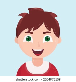 Funny avatar of a smiling boy with shadows and highlights