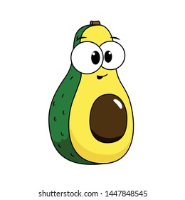 Funny Avocado in cartoon style. Concept Fruits and vegetables. Summer.