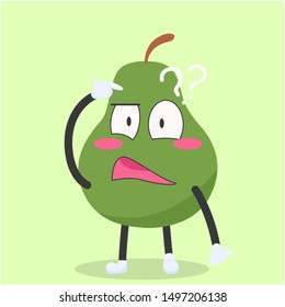 funny avocado characters are confused vector illustration,avocado cartoon