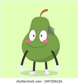 funny avocado characters with shy expressions vector illustration,avocado cartoon