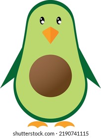 Funny avocado penguin character illustration
