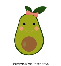Un aguacate gracioso con arco rosa, ilustración vectorial, eps 10