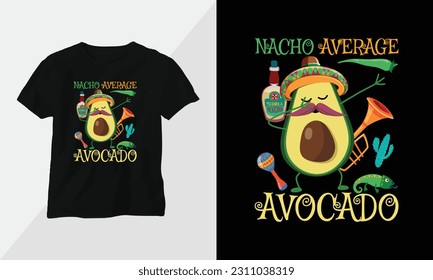 Funny Avocado t-shirt design concept Apparel design Cartoon with typography