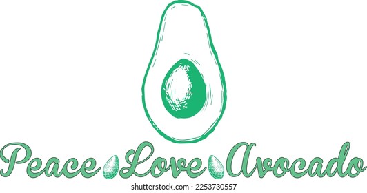 Gráficos y citas divertidas de aguacate Vegan Lover para camisetas y otros elementos impresos. Ilustración de vectores coloridos y tipografía para la industria de negocios de impresión a petición. 